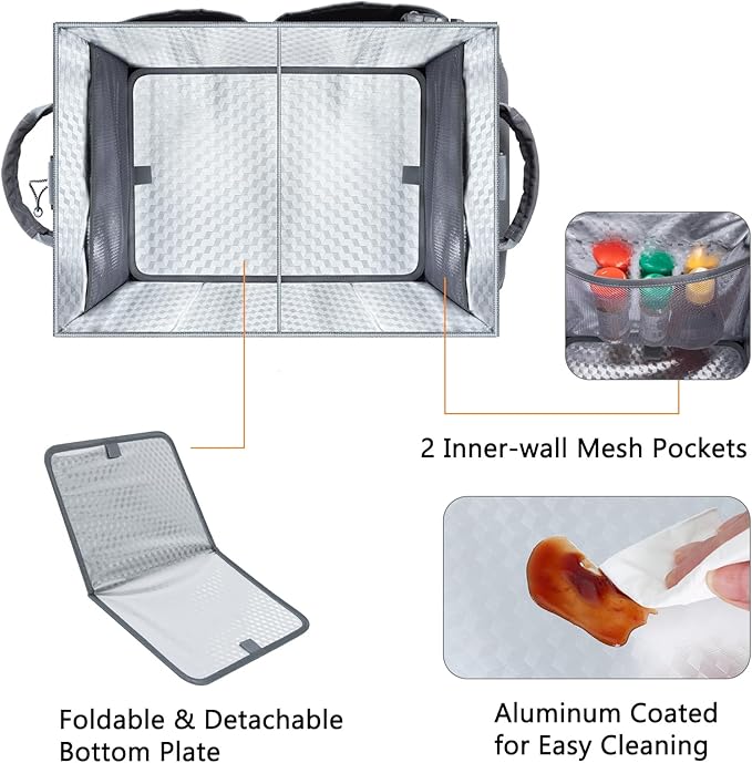 Large Grill Caddy with Paper Towel Holder – Collapsible BBQ Organizer for Camping, Tailgating, RV, Boating – Grilling Gifts for Men – Griddle Tote Bag with Shoulder Strap – Outdoor Essentials