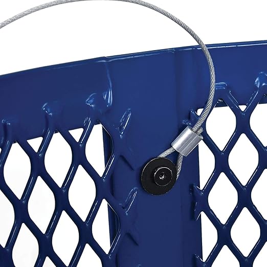 Global Industrial Outdoor Diamond Steel Trash Can with Rain Bonnet Lid and Plastic Liner, 36 Gallon Capacity, Blue, Thermoplastic Coating, 23-1/2" Diameter, 40-1/2"H