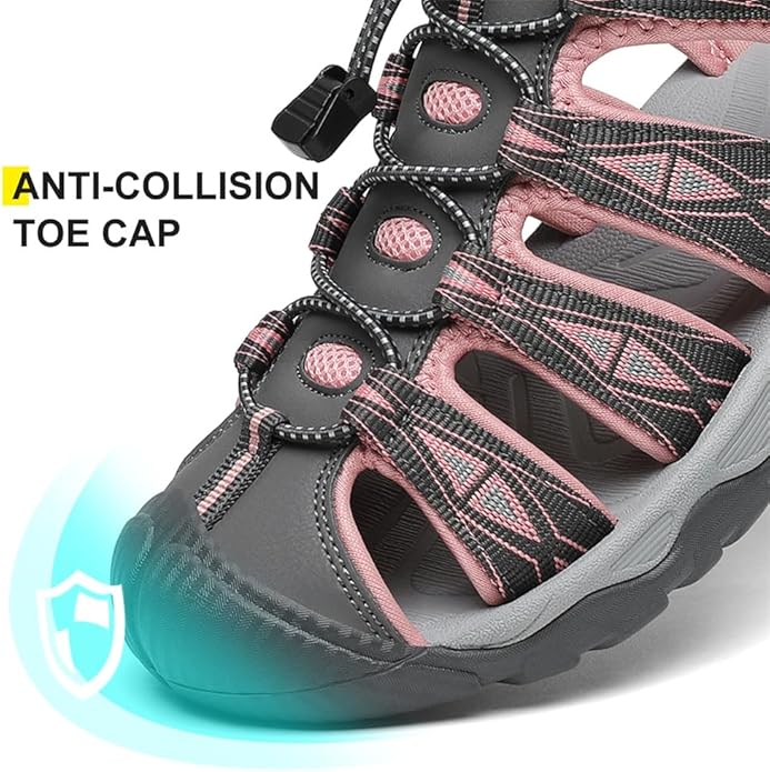 Dannto Women's Sport Hiking Sandals Closed Toe Outdoor Athletic Walking Sandal Lightweight Summer Water Shoes