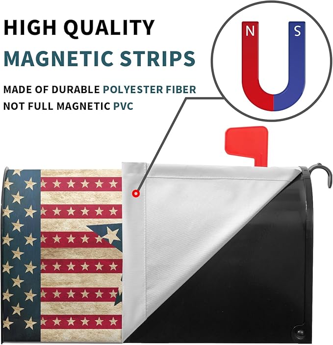 Happy 4th of July Magnetic Mailbox Cover Large Size 25.5x21inch Star Independence Day Post Letter Box Wrap Happy Holiday Dust-Proof Postbox Covers for Home Outdoor Garden Yard
