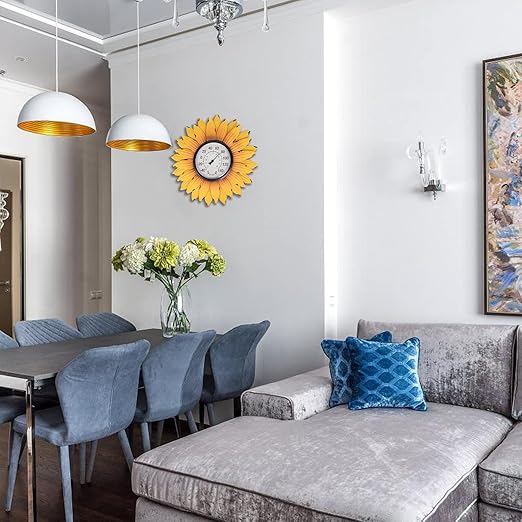 Outdoor Thermometers for Patio-Outdoor Thermometer - Patio Thermometer Wall Thermometer Sunflower Enclosure for Patio, Wall or Decorative, No Battery Required Hanging Thermometer