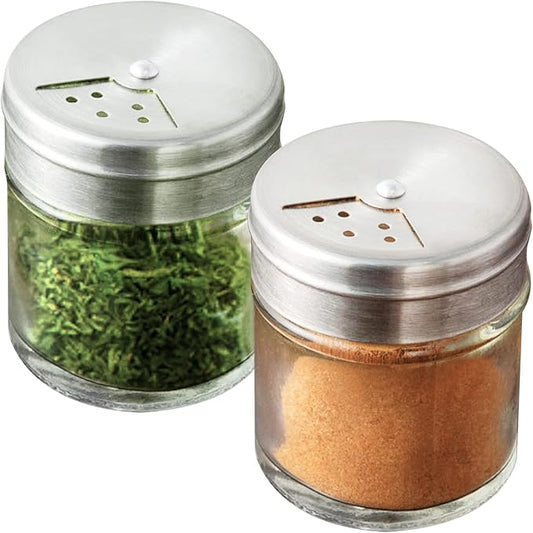 CUSINIUM 2-Pack 1.5oz Glass Spice Seasonings Shaker With Adjustable Lid