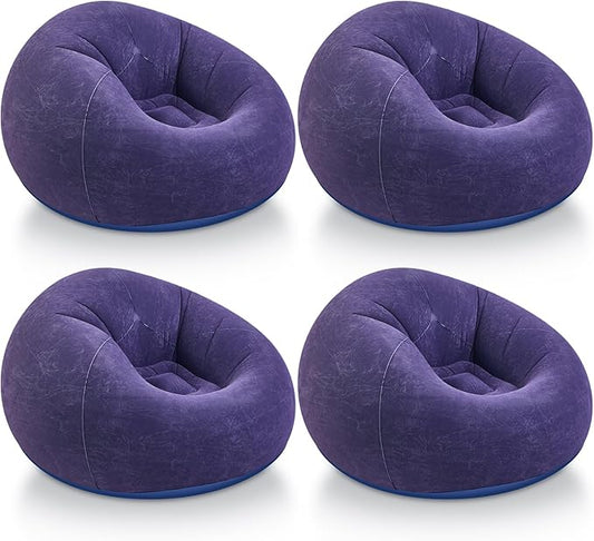 Realspring Inflatable Bean Bag Chairs Outdoor Blow up Camping Chairs Inflatable Lazy Sofa Folding Portable Bean Bag Loungers Couch for Movie Night(Blue,4 Pcs)