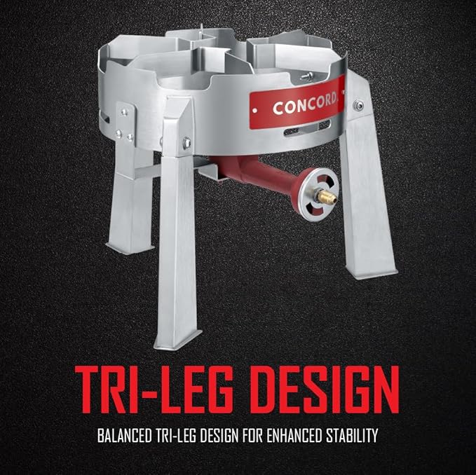 CONCORD Titan Burner. Stainless Steel Single Propane Burner. Great for Camping, Canning, Outdoor Cooking, Home Brewing, and More