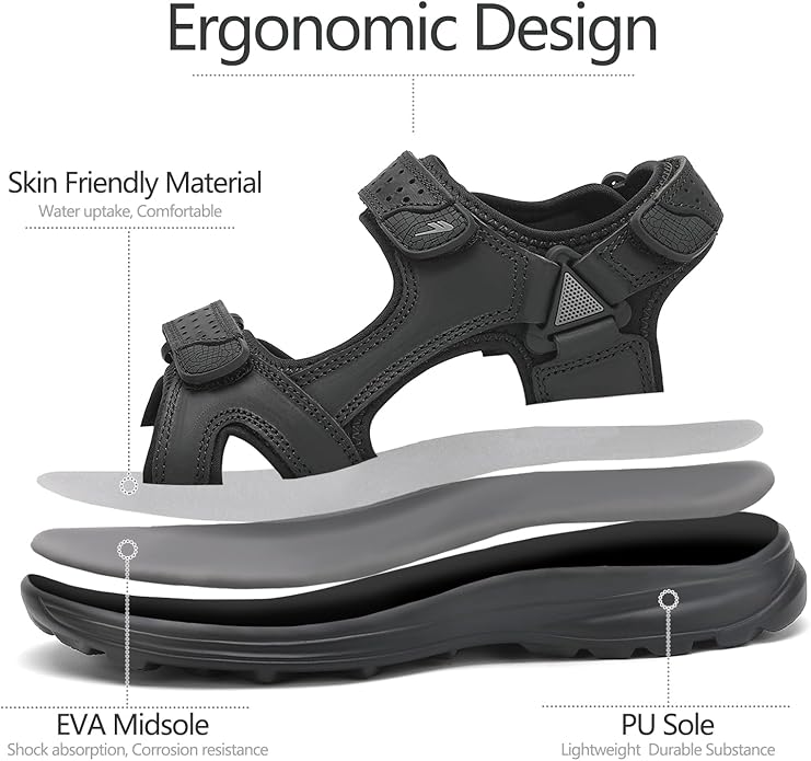 FLARUT Men's Sport Sandals Outdoor Hiking Sandal Open Toe Walking Sandals for Summer Beach Water Shoes