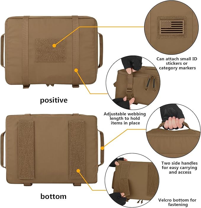 PETAC GEAR 4 PCS Tactical Modular Packing Cubes with Waterproof Material, Large Capacity Storage Bag, Easy Clean Outdoor Travel Organize Storage Pouches Bags (CB)