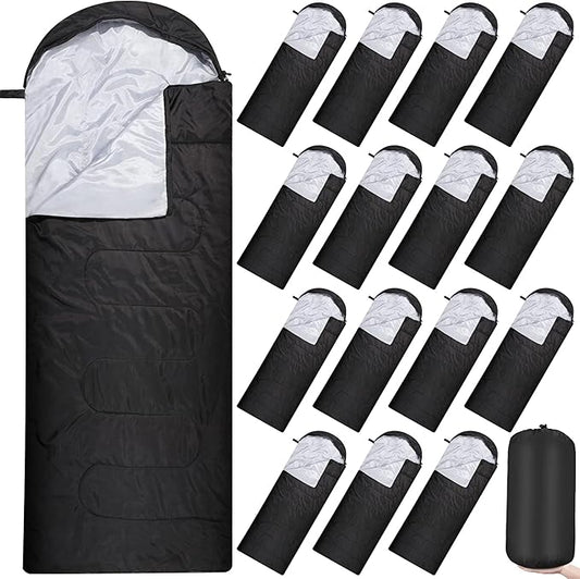 Tudomro 16 Pack Camping Sleeping Bags Bulk Adults Envelope 4 Season Cold Warm Weather Lightweight Waterproof Compact Backpacking Sleeping Bag for Travel Hiking
