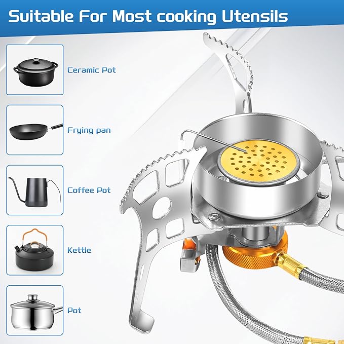 3900W Portable Windproof Camping Stove - Lightweight Propane Gas Burner with Piezo Ignition & Carrying Bag for Outdoor Cooking, Backpacking, Hiking, and Picnics