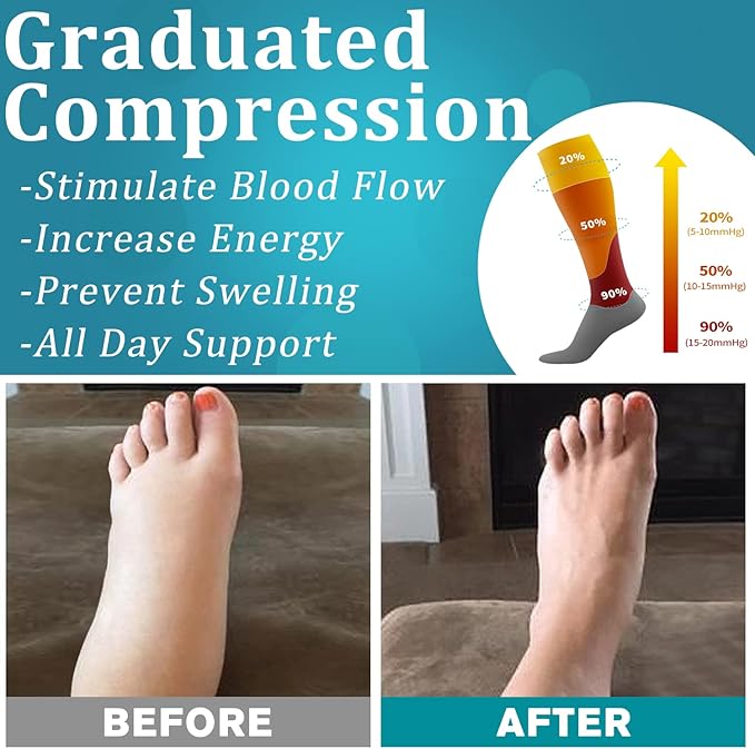 6 Pack Copper Compression Socks for Women and Men Circulation-Best Support for Medical, Running,Nursing,Athletic