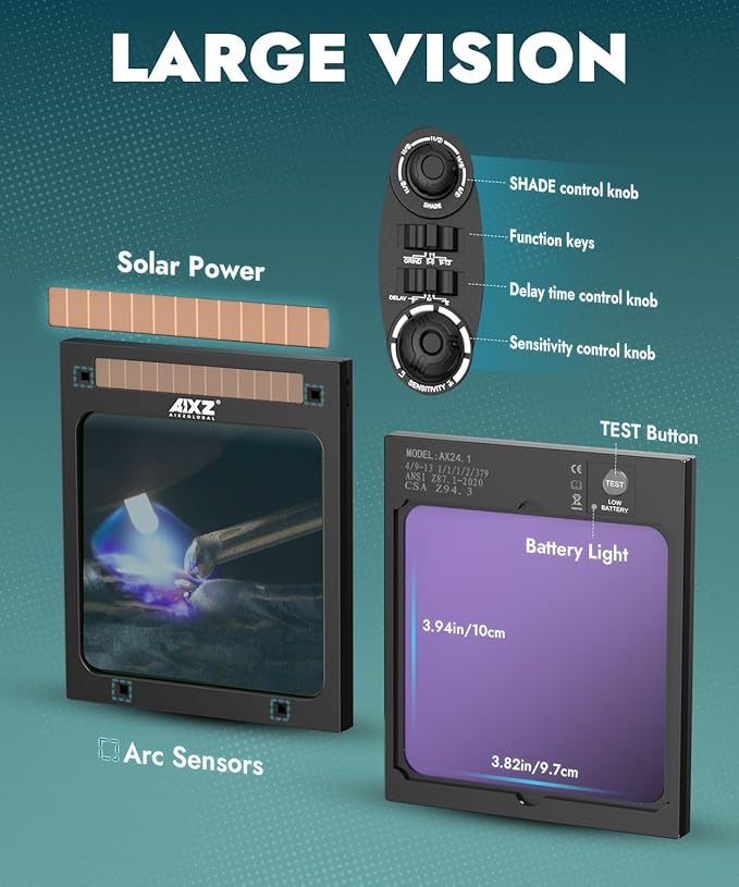 Welding Helmet True Color,Large Viewing Screen Auto Darkening Welding Hood with 4 Arc Sensor Shade 4-5/5-9/9-13 for MIG TIG MMA GRINDING Welder Helmet