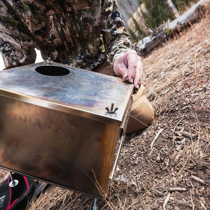 Seek Outside Titanium Wood Stove for Backpacking Camping Hunting | Medium Standard Stove With 5.5' Pipe
