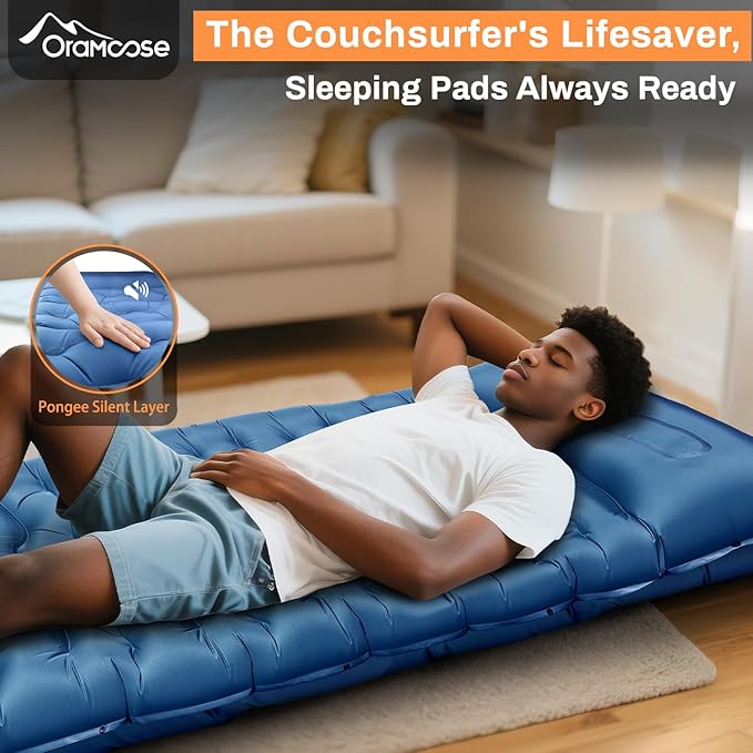 Sleeping Pad, 6 Inch Sleeping Mat Camping Self Inflating Sleeping Pad for Camping with Pillow Built-in Foot Pump, Ultralight Sleeping Pad Backpacking for Travel Hiking Tent Outdoor Adventure Camp Gear