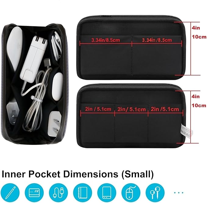 Electronic Organizer Travel Bag – Water-resistant Cable Bag for Cord, Charger, Hard Disk, Power Bank – Small Tech Storage for Travel, Backpack, Business Trip, Airplane (Blue)