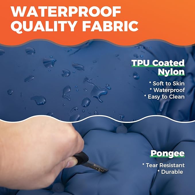 KingCamp Sleeping Pad for Camping, Ultralight Connectable Inflatable Sleeping Pad Camping Mattress with 6.3" Built-in Pillow & Foot Pump for Backpacking Hiking Tent Cot