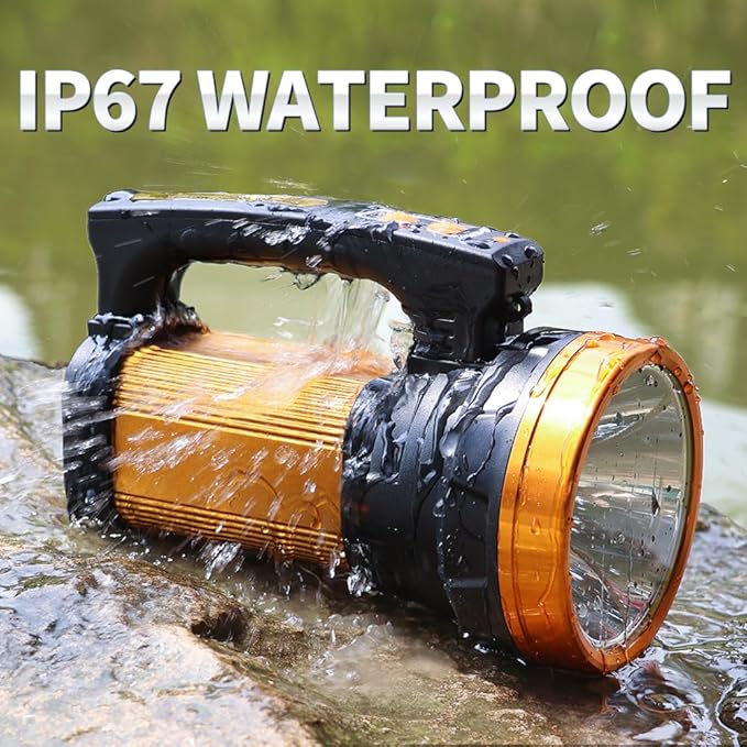 1800LM Rechargeable Spotlight 13600mAh Spotlight Flashlight 80H Long Lasting IP67 Waterproof 3 Modes Spot Light for Outdoor Camping Home Emergency