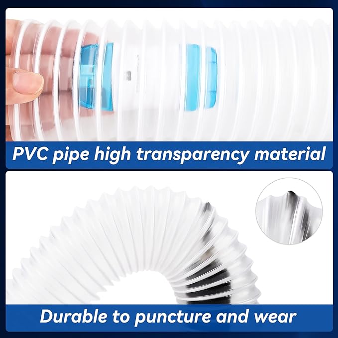 2.5 In x 10 Ft Heavy PVC Dust Collection Hose With 4 Clamps, Puncture Resistant and Flexible Clear Fume Hose With Carbon Steel Wire Coil for Woodworking and Dust System