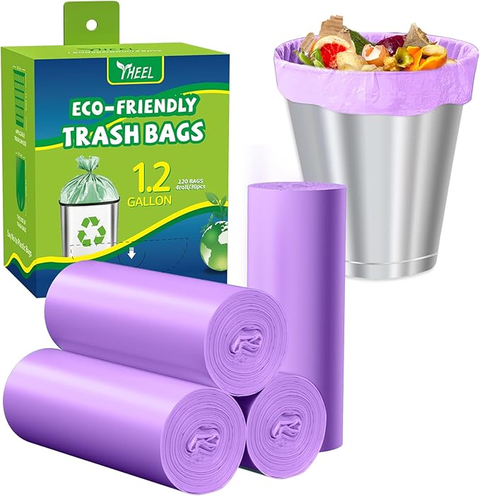 Small Trash Bags 1.2-Gallon: Bathroom Trash Bags 4.5L Small Garbage Bags for Bathroom Bedroom Office - (Purple, 120 Counts)