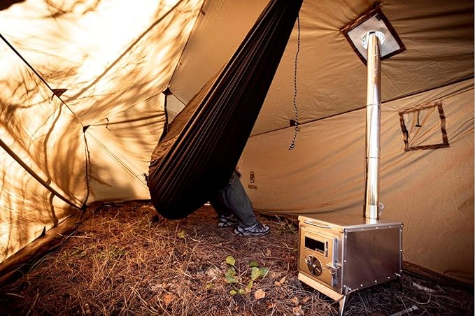 OneTigris Tiger Roar Tent Stove, Portable Wood Burning for Winter Camping Hunting and Outdoor Cooking, Pipes Included