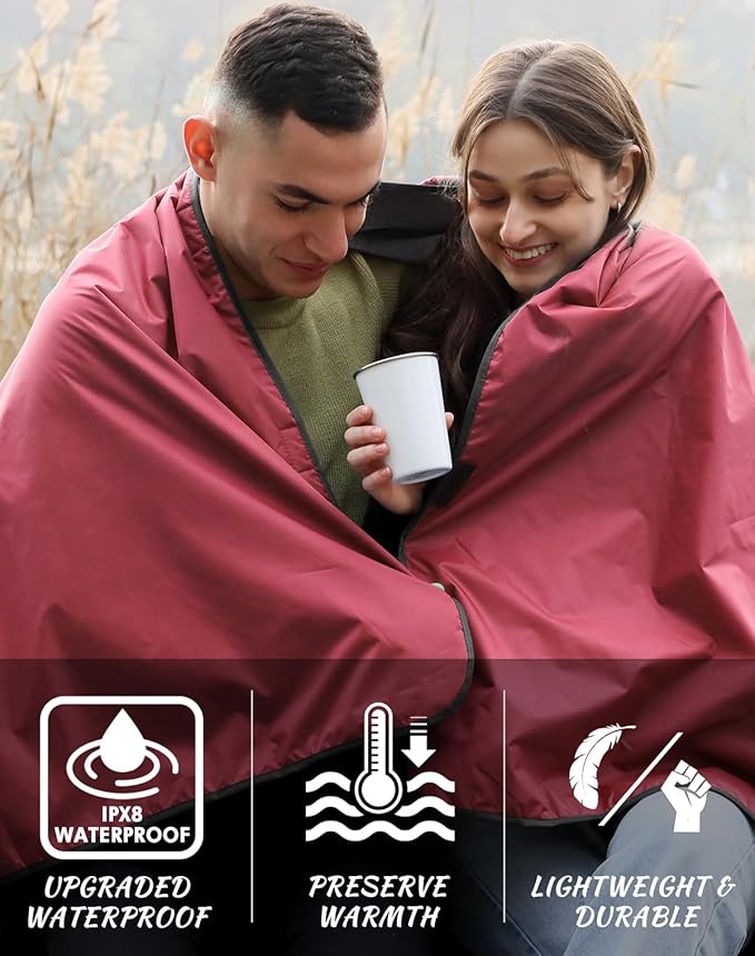 DUKUSEEK Camping Blankets for Cold Weather, Waterproof Blankets for Adult, Large (79x56), Portable, Wearable, Warm for Outdoor Camping, Picnic, Stadium, Sports, Beach, Concerts, Car, Dogs, Travel…