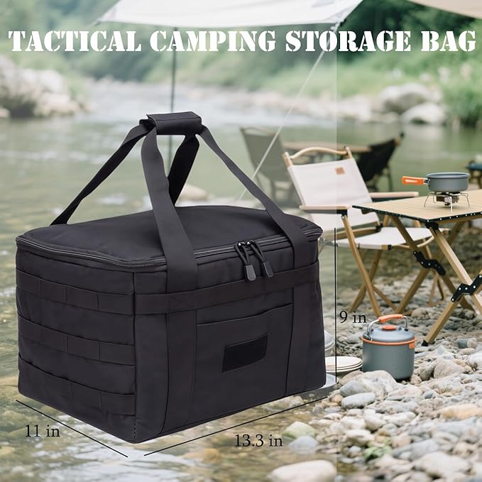 21L Tactical Camping Storage Bag - Tactical Utility Tote Bag Camping Cookware Organizer Trunk Organizer (black)