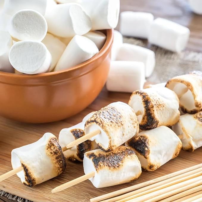 Natural Bamboo Smores Sticks 120 PCS, Extra Long 17.5" 5MM Thick Marshmallow Roasting Skewers, Heavy Duty Wooden S'more Sticks for Grilling, Camping Fire, Caramel Candy Apple, Hot Dog