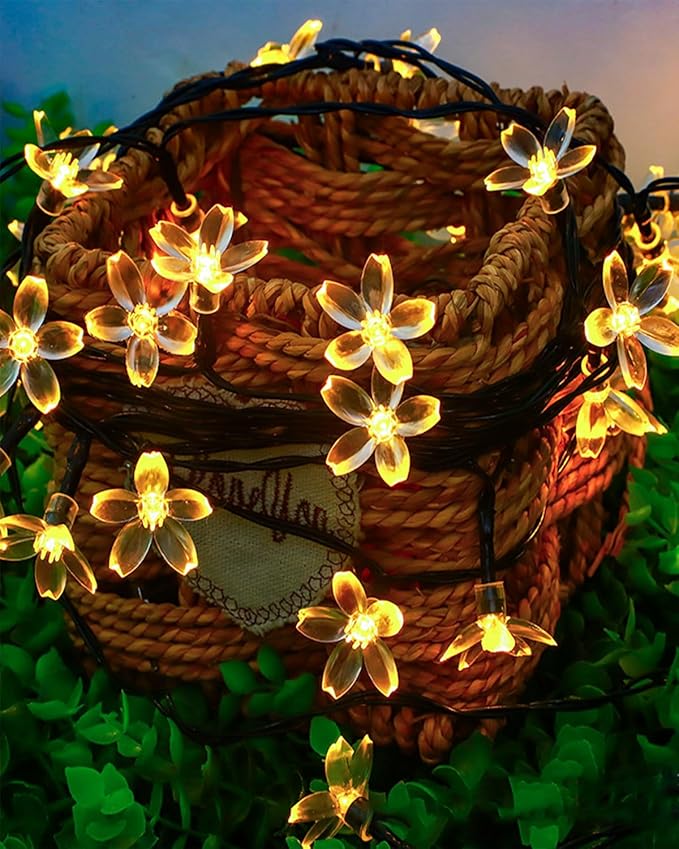 Cherry Blossom Fairy Flower String Lights Indoor Bedroom Decorations, 33ft 100 LED USB Plug in Decorative Floral Lamp for Christmas Tree Classroom Window Camping Vine Hanging (Warm White)