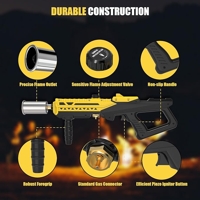 TBTeek Propane Torch, Powerful Propane Grill Torch Gun, Kitchen Blow Torch for Cooking, Adjustable Weed Burner Torch, Charcoal Lighter for BBQ, Searing Steaks, Campfire, Welding(Tank Not Included)