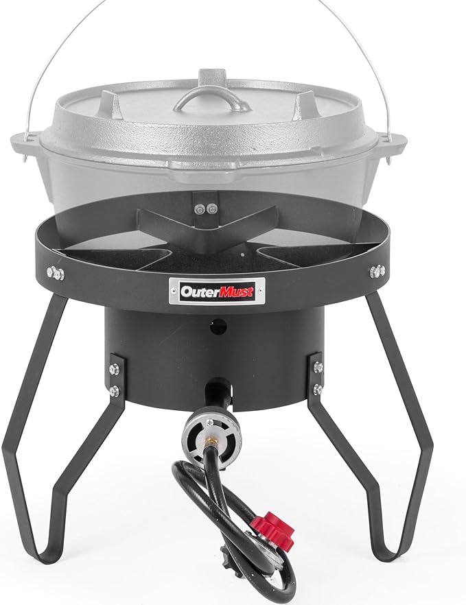 Propane Burner Outdoor Gas Burner for Cooking with Regulator and Cast Iron Braided Holes (single)