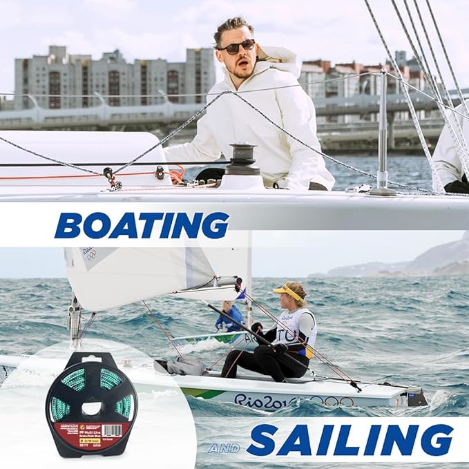 5/16" - 32' (8 mm x 10 m) 16 Strand Strong Heavy-Duty Tactical Paracord, Clothes Line Camping Utility - All-Purpose Lightweight Diamond Braid Rope for Tie, Pull, Swing, Knot