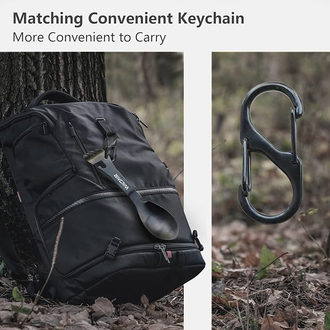 WILDAIR Stainless Steel Spork Camping Utensil with Knife Spoon Fork Bottle Can Opener 5 in1 Functional Multi Flatware