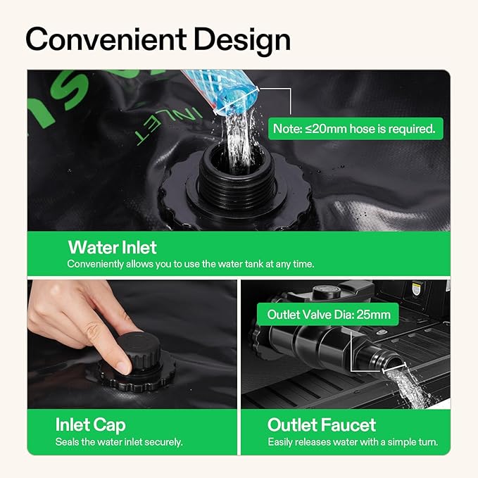 VIVOSUN 240 L/64 Gal Water Bladder, Foldable and Portable Water Storage Bag for RV, Camping, Garden Watering, Agricultural Irrigation, Drought Resistance, Firefighting