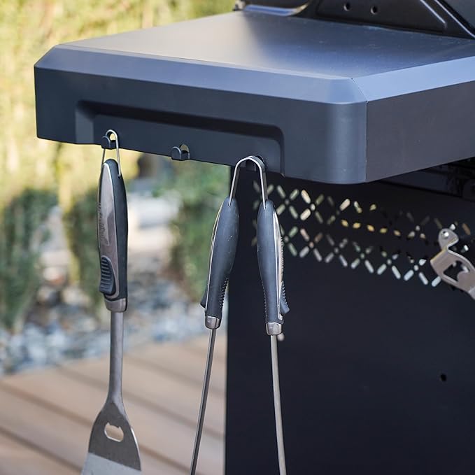 Monument Grills 2-Burner Foldable Stainless Steel Liquid Propane Gas Patio Garden Barbecue Grill with Clearview® Lid, Knob Control Mesa220 with BBQ Cover