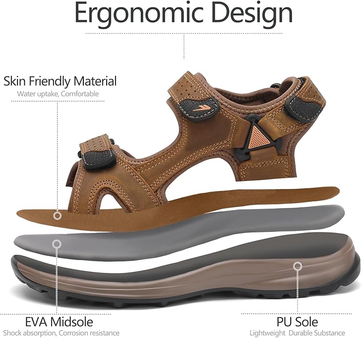 FLARUT Men's Sport Sandals Outdoor Hiking Sandal Open Toe Walking Sandals for Summer Beach Water Shoes