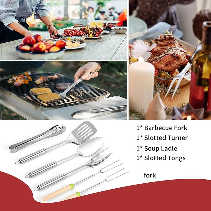 Portable Camping Kitchen Utensil Set-27 Piece Cookware Kit, Stainless Steel Outdoor Cooking and Grilling Utensil Organizer Travel Set Perfect for Travel, Picnics, RVs, Camping, BBQs, Parties and More