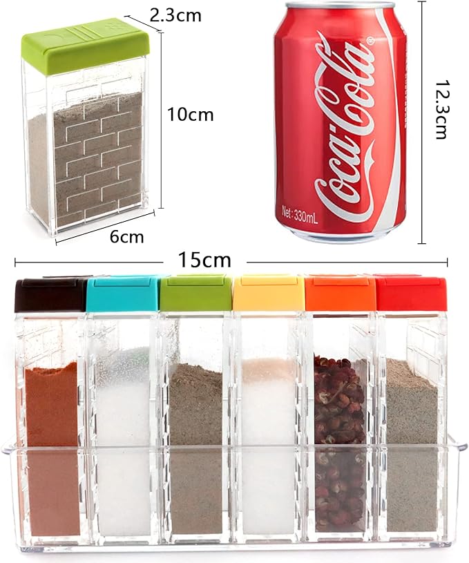 URALFA Spice Shaker Jars, Plastic Seasoning Shaker Box Condiment Set for Travel, Seasoning Storage Containers,Color