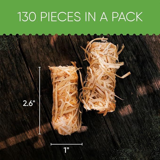 Inflame Fire Starters 130 pcs Fire Starters for Campfires, Grill, BBQ, Fireplace, Woodstove - Charcoal Starter - Waterproof, Weather-Resistant - Natural Wood Fireplace Starters