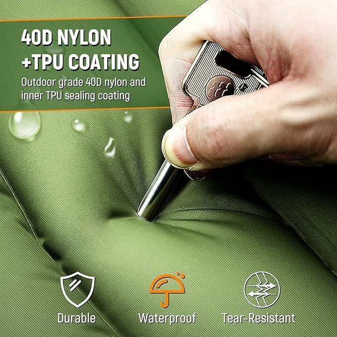 Camping Sleeping Pad, Ultralight Camping Pad with Pillow Built-in Foot Pump Inflatable Sleeping Mat Compact for Camping Backpacking Hiking Traveling