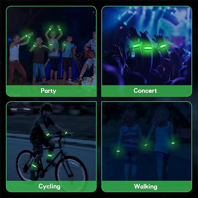 6 PCS LED Reflective Gear, LED Wristbands, LED Light Up Wristbands for Walking, Running, Jogging, Concerts, Sports, Camping, Sporting Events, Party, Rave Accessories