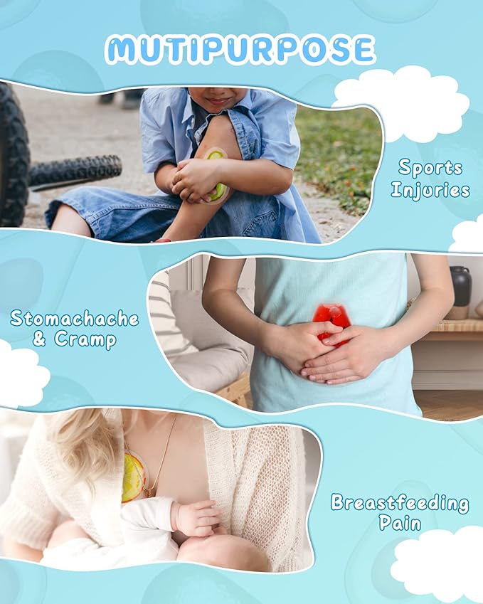 Kids Ice Packs for Boo Boos, 6 Packs, Small Gel Ice Packs for Injuries Reusable for Kids Baby Toddlers, Mini Packs Hot Cold Compress for Body Pain Relief, Toothache, Mosquito Bite, Fever, First Aid