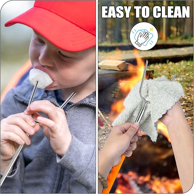 Briout Extendable Marshmallow Roasting Sticks- Extra Long 45'' Stainless Steel Smores Sticks for Fire Pit, Smore Skewers Hot Dog Fork Campfire Accessories, Camping Essentials for S'mores- 5 Pack