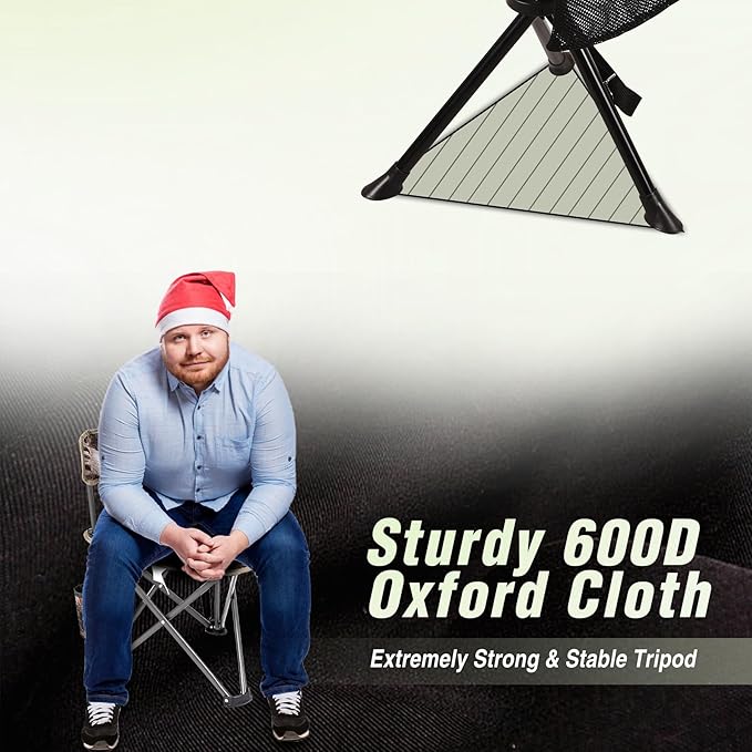 REDCAMP Folding Camping Chair for Spectator Portable, Lightweight 3 Legged Tripod Camping Stools for Adults Fishing Backpacking Hunting, 17 Inch Tall, Black