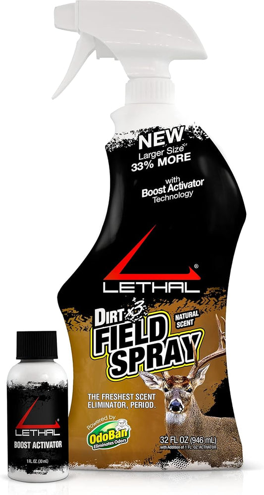 Lethal Original Field Spray with Human Scent Eliminating Agent for Hunting Clothes, Gear, and Equipment, Made in The USA, Unscented, 32 Ounce Spray Bottle