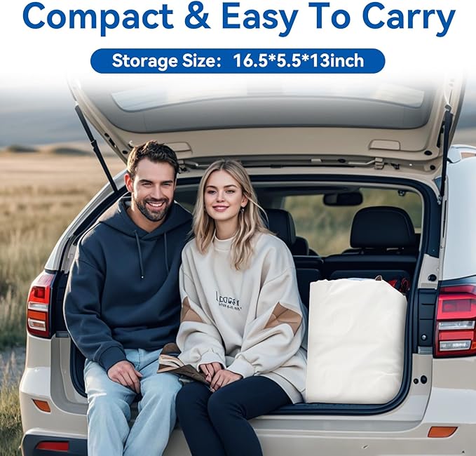 Full Size Air Mattress for Inflatable-Portable Blow Up Mattress Sofa Bed with Flocked top-Double Air Couch for Tent Camping(Lake Blue)