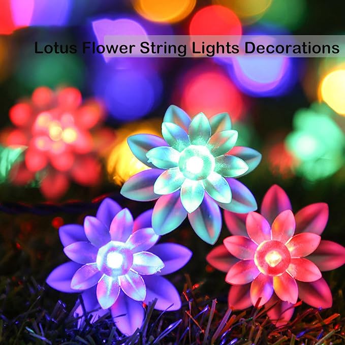 Decorative Flower String Lights, 9.8 FT 30 LED Battery & USB Plug in Powered Novelty Fairy Floral Lamps for Bedroom Window Garden Wedding Party Christmas Easter Tree Hanging Decor (Multicolor)