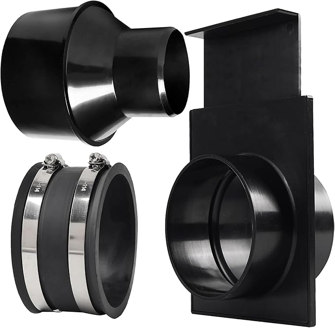 TonGass (Combo Pack) 4" to 2-1/2" Hose Cone Reducer Dust Collection Fitting 4" Flexible Hose Cuff Coupler Blast Gate for Dust Collection Systems with Stainless Steel Clamps