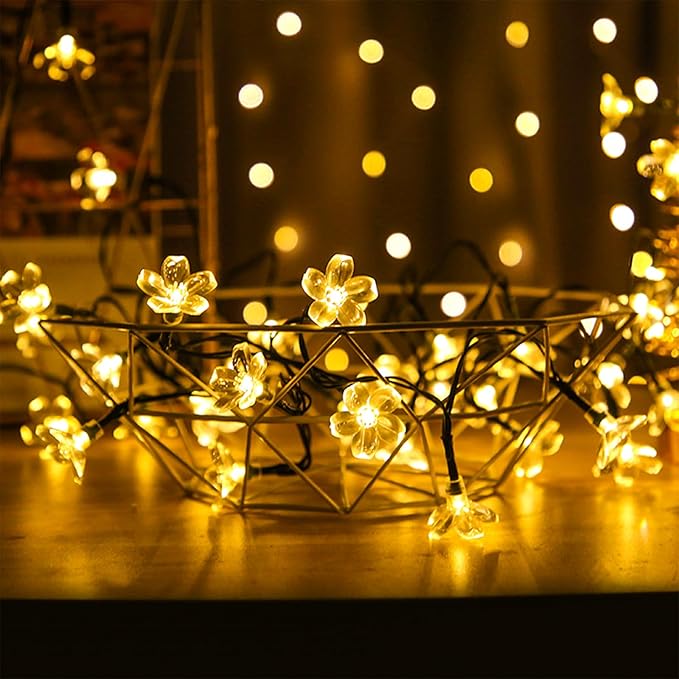 Cherry Blossom Flower String Lights for Bedroom Decor, 33ft 100 LED USB Plug in Decorative Twinkle Fairy Light with Timer for Christmas Easter Tree Window Wall Garland Hanging Decoration (Warm White)