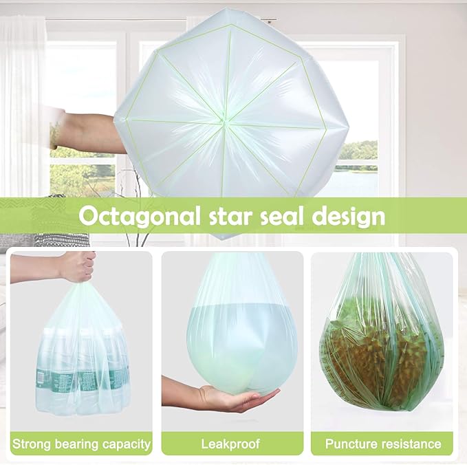 8 Gallon Trash Bags Medium Garbage Bags, Extra Strong Trash-Can-Liner for Bathroom Kitchen Office (120 Counts, 30 Liter, Green)