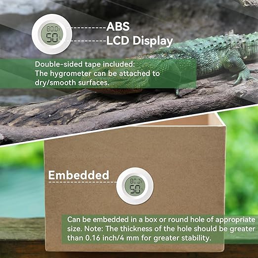 2-Pack Mini Hygrometer & Thermometer, Indoor Outdoor Digital Humidity Meter Gauge Temperature, ℉/℃, for Home, Office, Reptile, Car, Greenhouse, Lab, Terrarium, Cellar.. A01 White