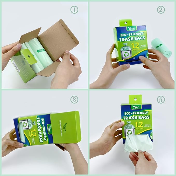 1.2 Gallon Small Trash bags: Small Trash bags Mini Bathroom Garbage Bags Fit 4.5 Liter Trash-Can-Liners for Bathroom Kitchen Office (150 Counts, Green)