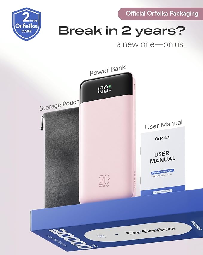 20000mAh Power Bank Fast Charging, Portable Charger with 4 Built-in Cables & 6 Outputs, 20W PD USB C Battery Pack Compatible with iPhone 16/15, Galaxy, Android, iPad & More (Travel Essential)